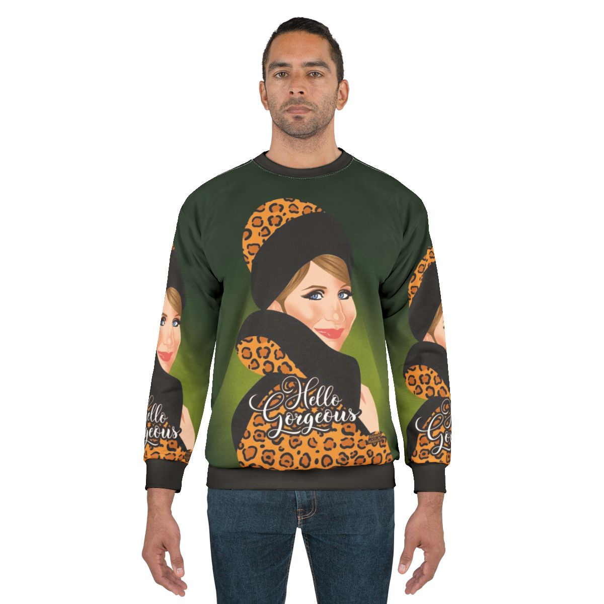 Leopard print sweatshirt with abstract art design