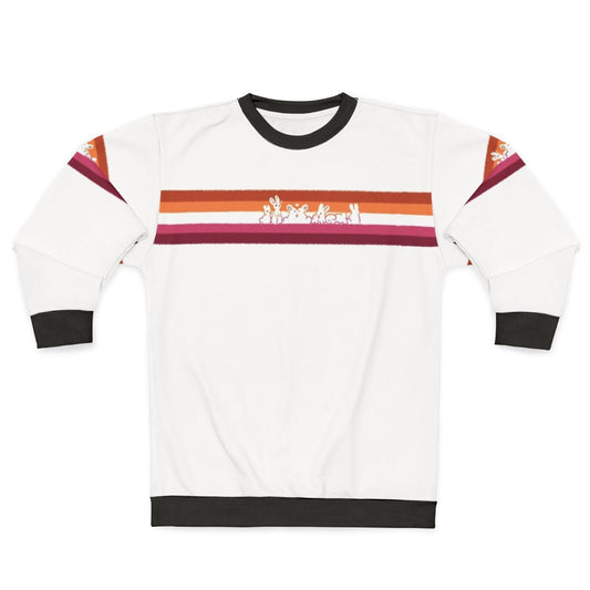 Lesbian Pride Rabbits Sweatshirt with Cute Bunnies and Rainbow Colors