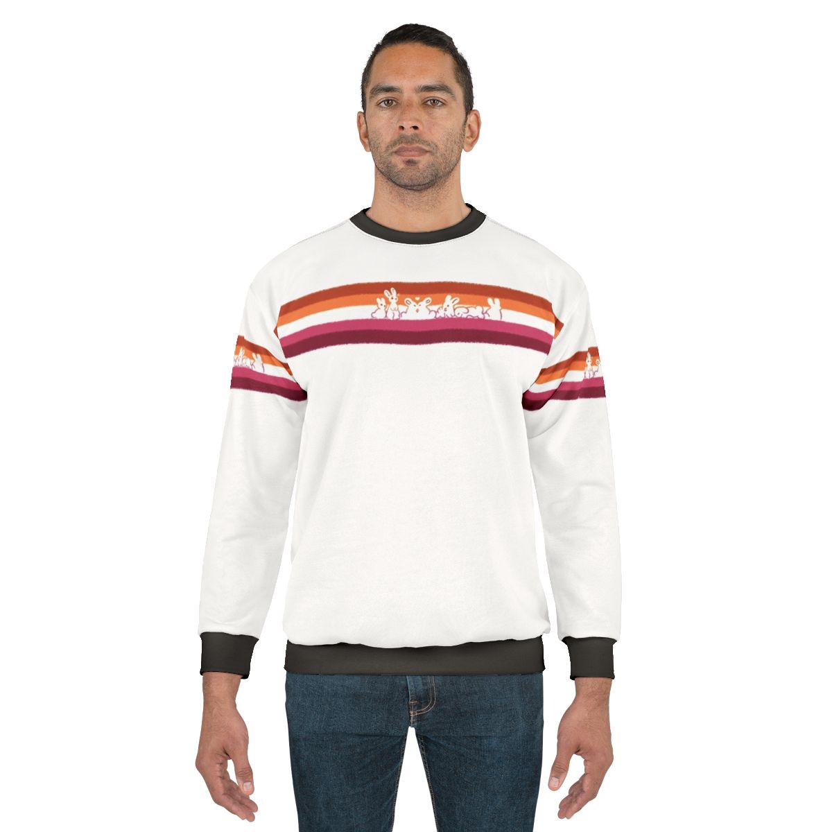 Lesbian Pride Rabbits Sweatshirt with Cute Bunnies and Rainbow Colors