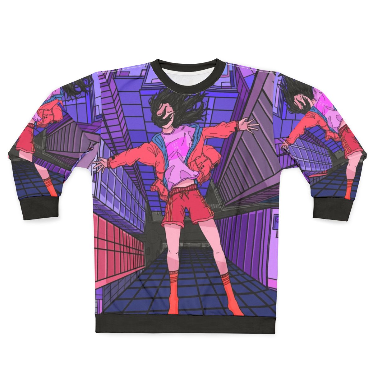 Cozy "Let Me Go" lofi music sweatshirt with aesthetic and cyberpunk vibes