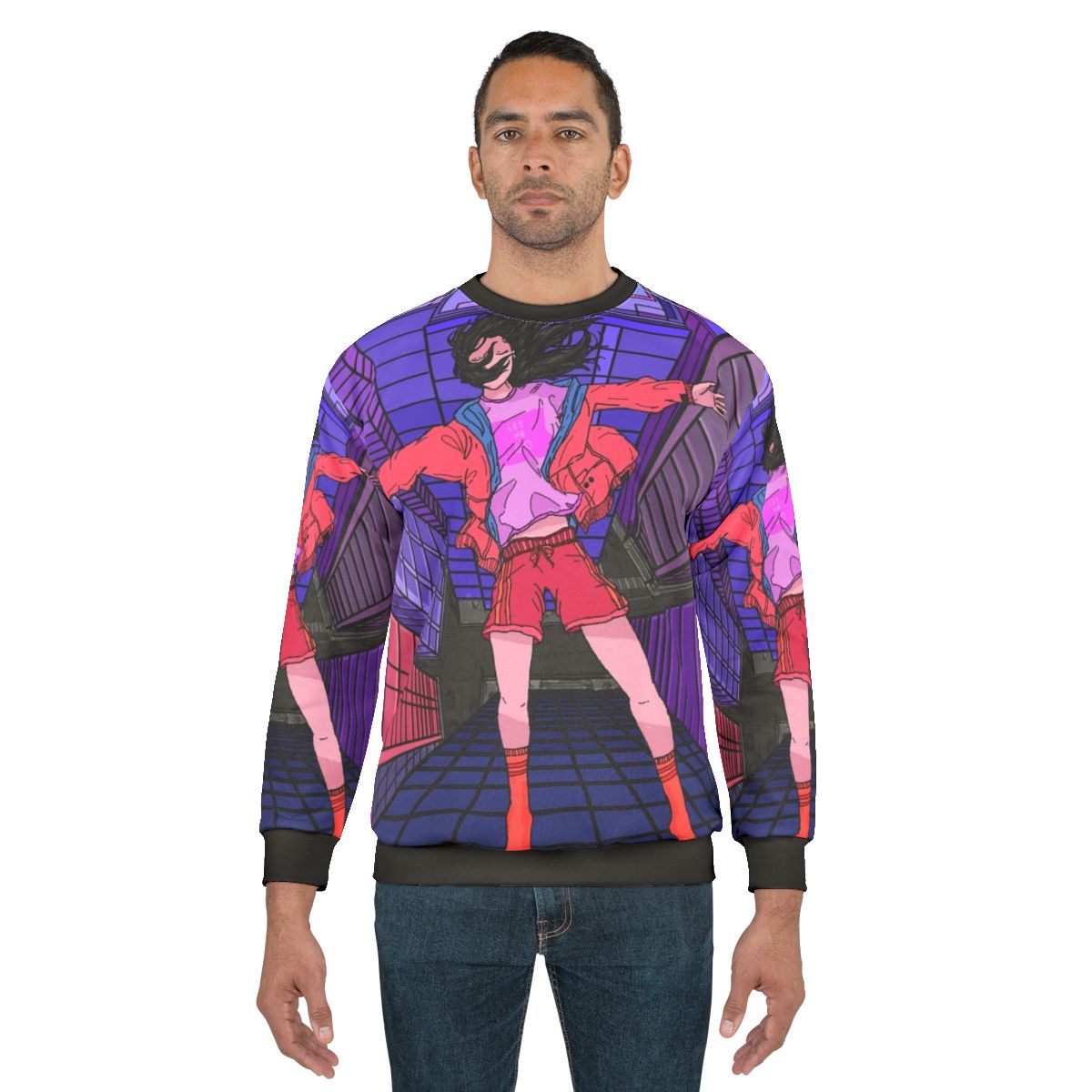 Cozy "Let Me Go" lofi music sweatshirt with aesthetic and cyberpunk vibes