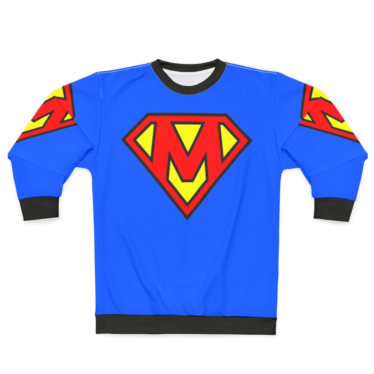 Super Letter M Sweatshirt with Superhero Design