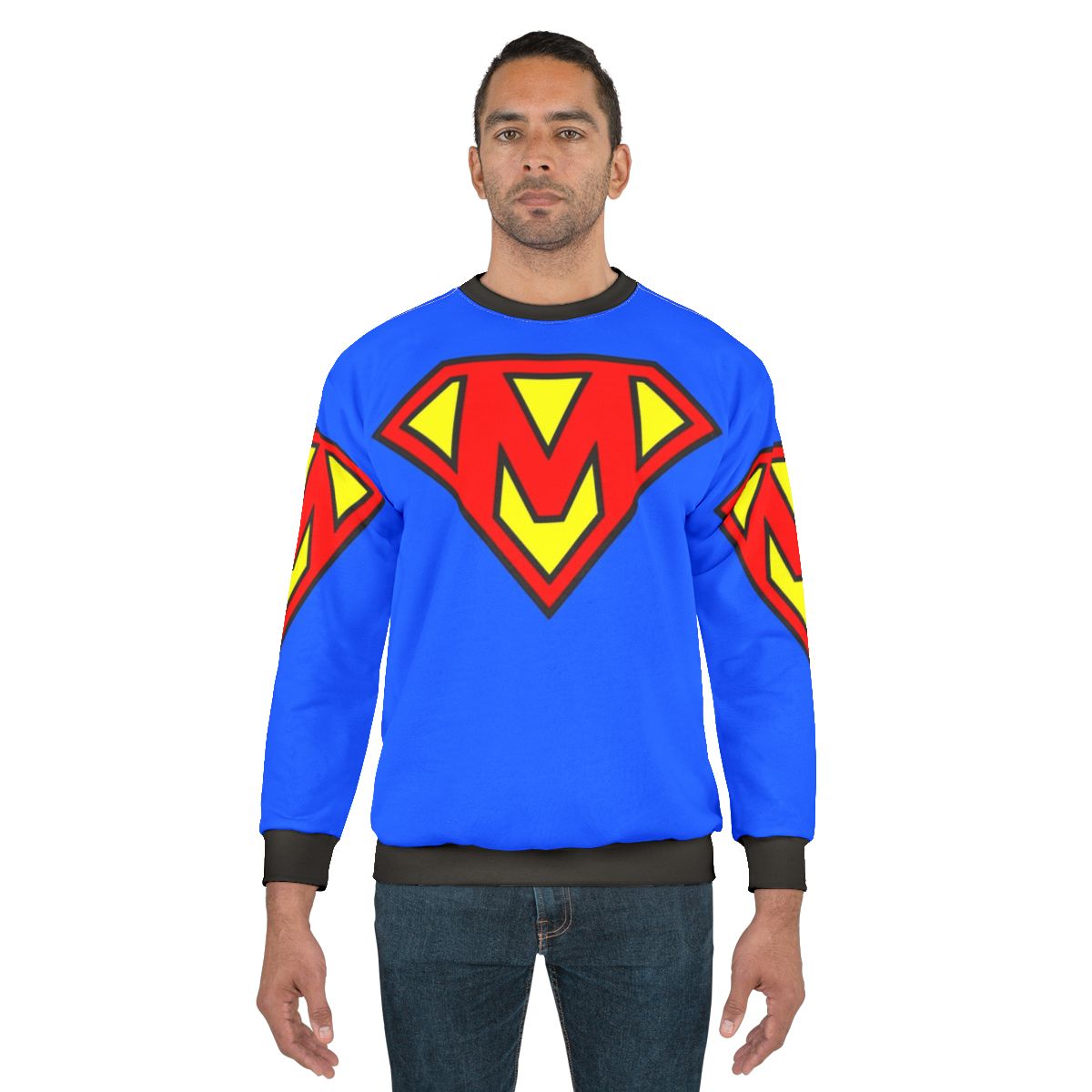 Super Letter M Sweatshirt with Superhero Design