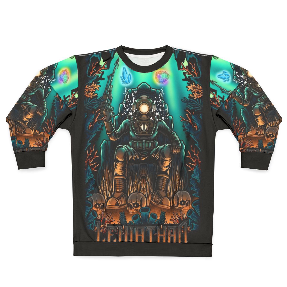 Custom Leviathan Diver Sweatshirt with Zombie Graphics