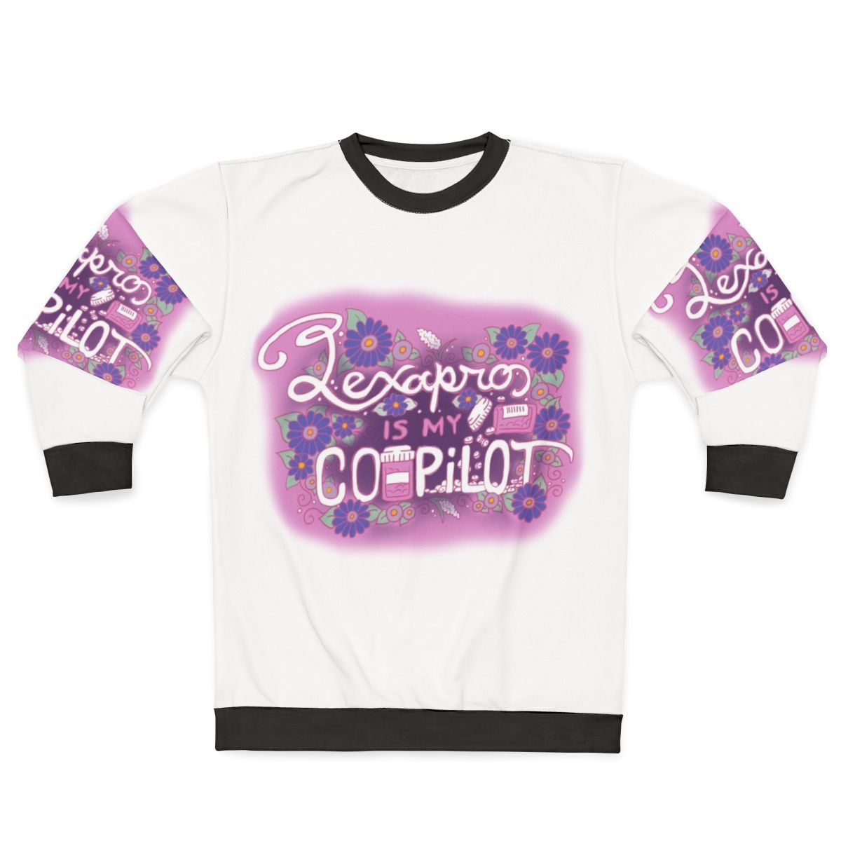 Lexapro mental health awareness sweatshirt with floral illustration