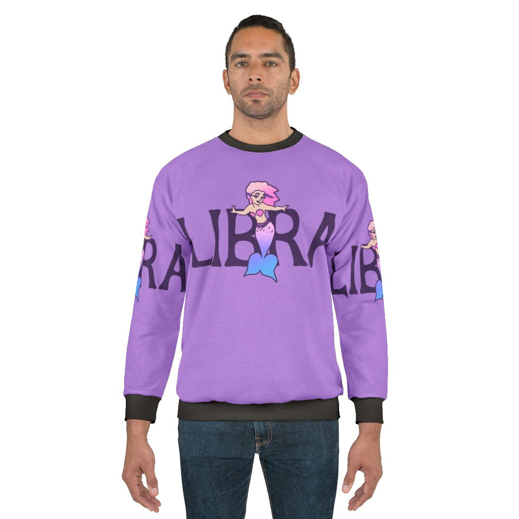 Libra mermaid sweatshirt with pink and constellation design