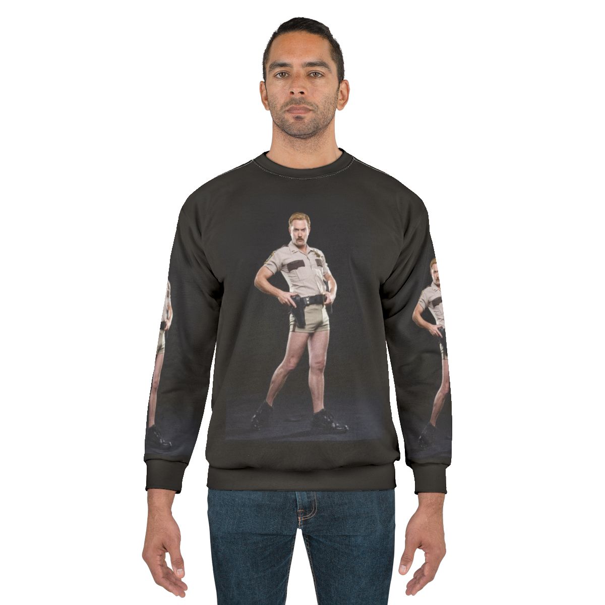 Lieutenant Jim Dangle Reno 911 Sweatshirt featuring the iconic Reno 911 character