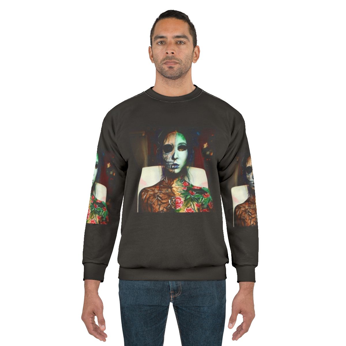 Bodypaint Sweatshirt with Life and Death Graphic