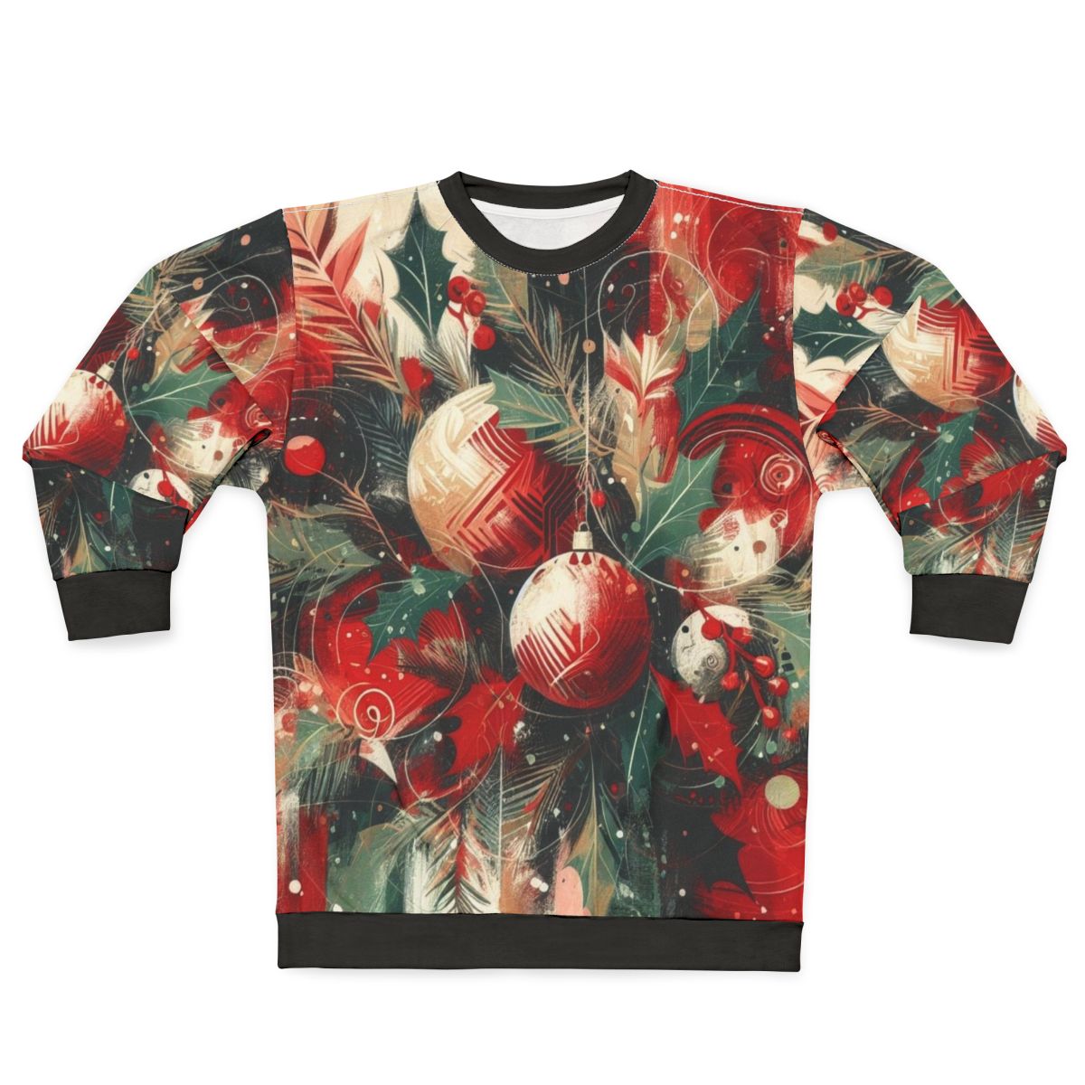 Festive Christmas sweater featuring home decor elements
