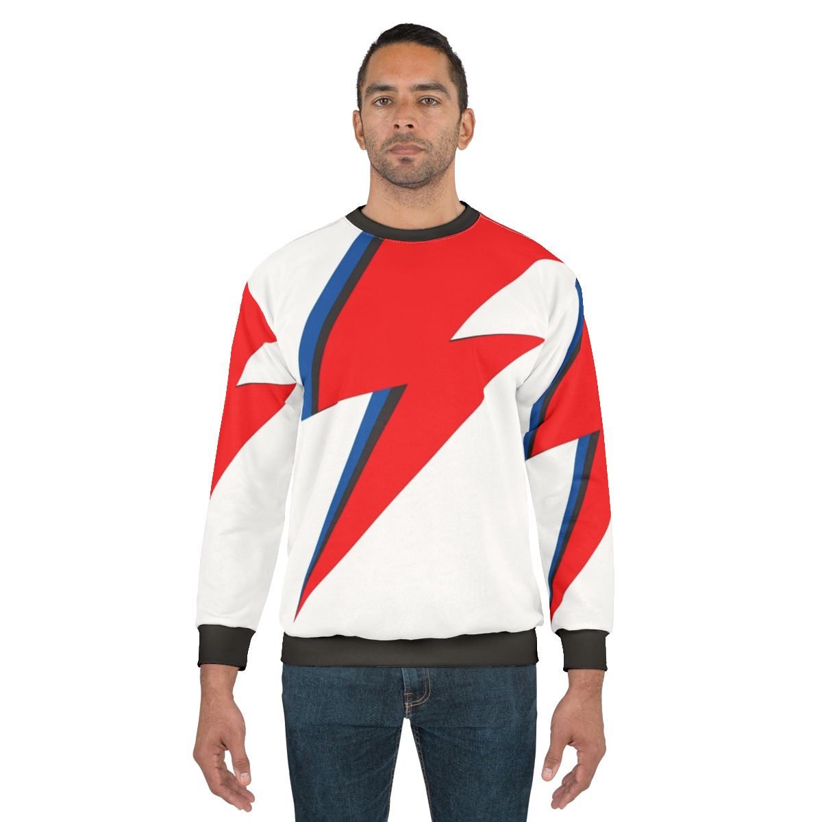 Glam rock lightning bolt fashion sweatshirt for music lovers