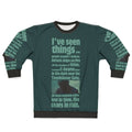 Blade Runner quote "Like Tears in Rain" printed on a grey sweatshirt