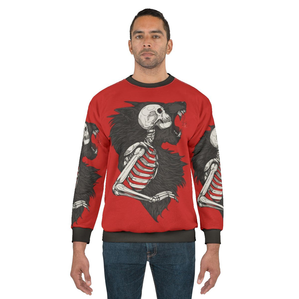 Lilith's Brethren Gothic Horror Sweatshirt with werewolf, skeleton, and vampire elements