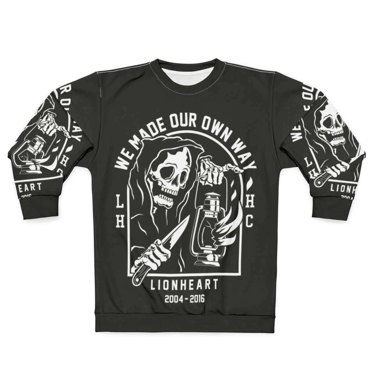 Lionheart Metal Music Sweatshirt with Grim Reaper Skull Design