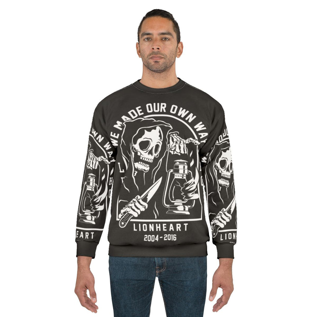 Lionheart Metal Music Sweatshirt with Grim Reaper Skull Design