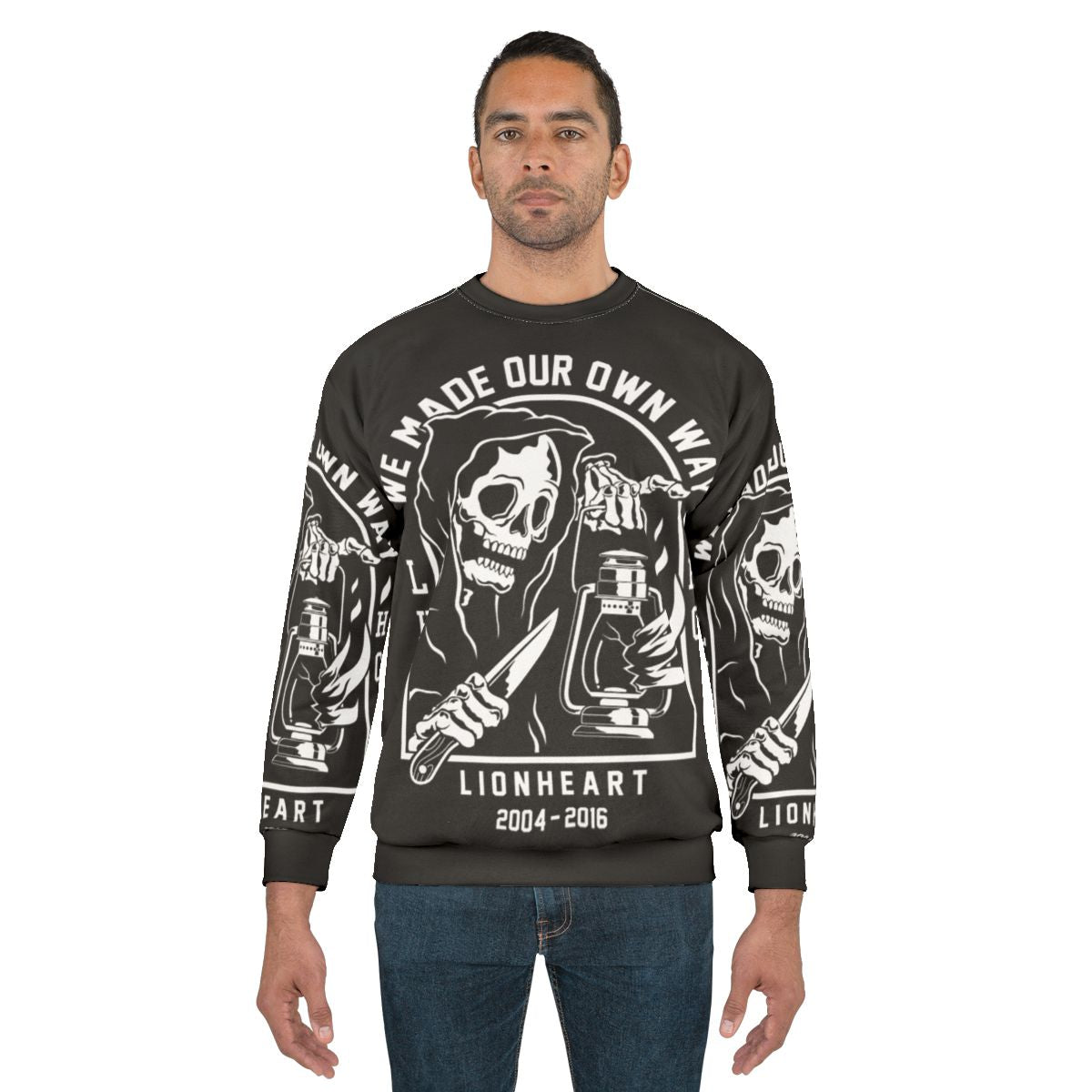 Lionheart Metal Music Sweatshirt with Grim Reaper Skull Design