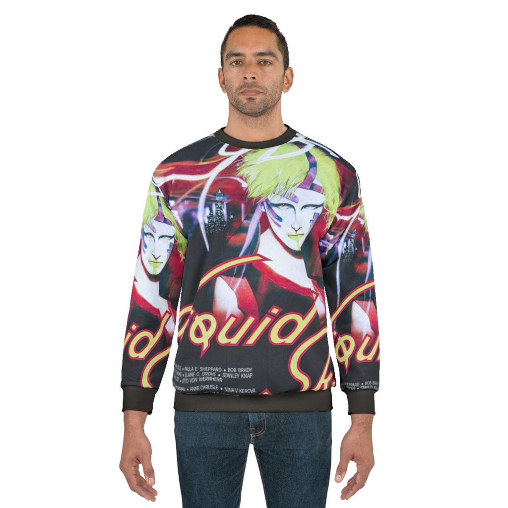 80s cult movie Liquid Sky inspired color block sweatshirt