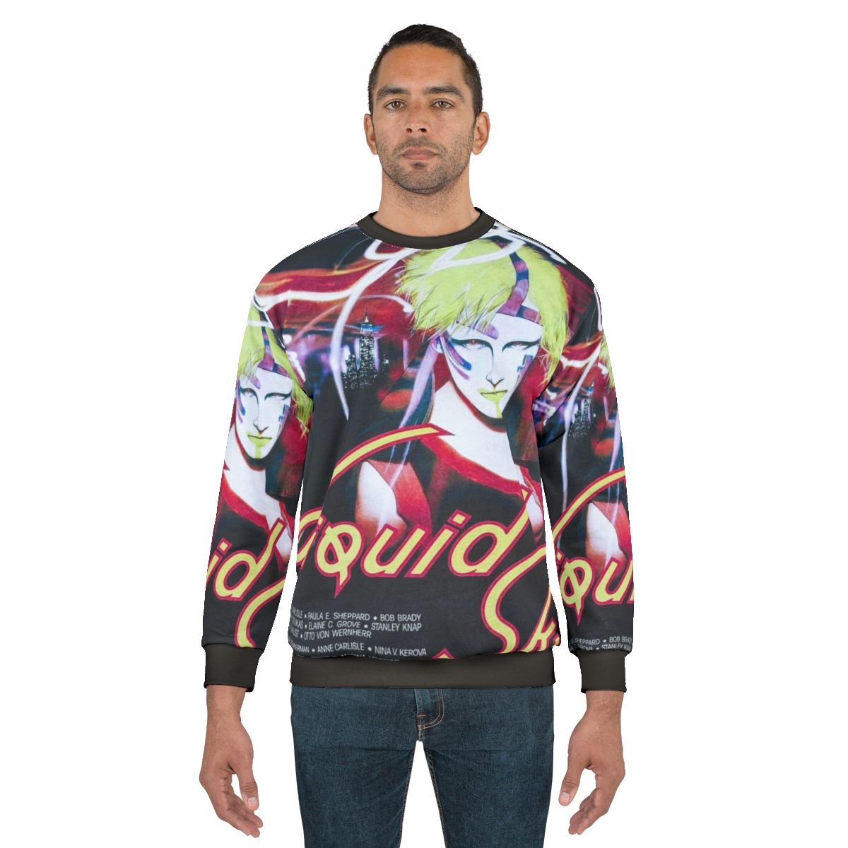 80s cult movie Liquid Sky inspired color block sweatshirt