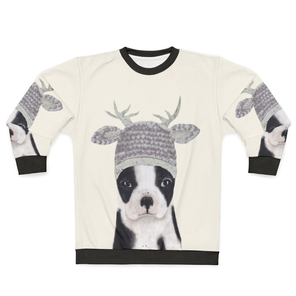 Adorable Boston Terrier Sweatshirt with Cute Dog Art