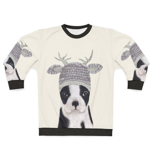 Adorable Boston Terrier Sweatshirt with Cute Dog Art
