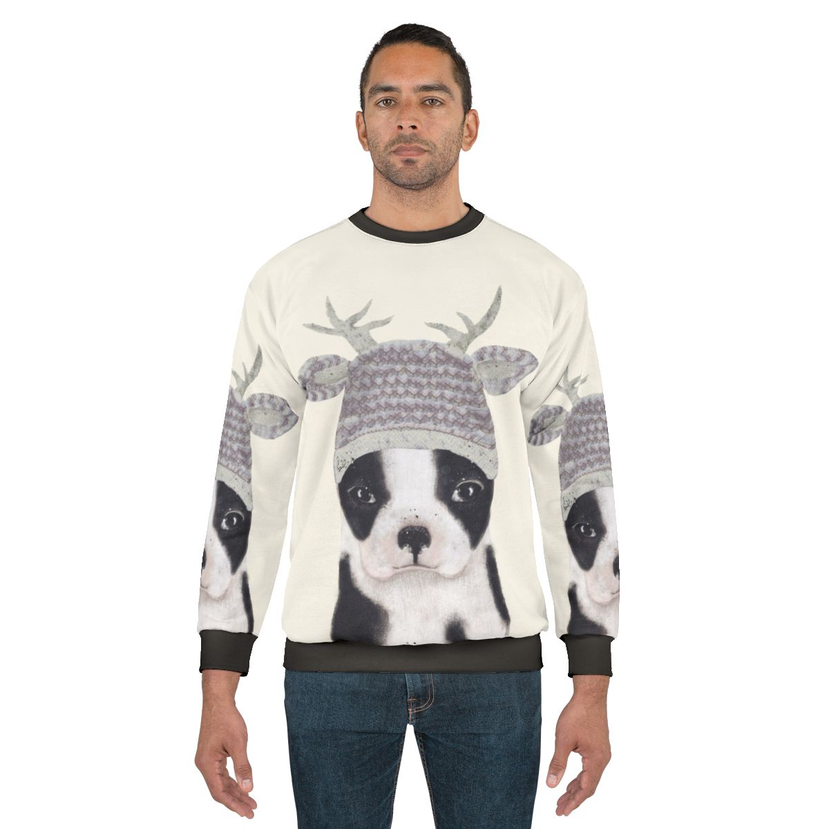 Adorable Boston Terrier Sweatshirt with Cute Dog Art
