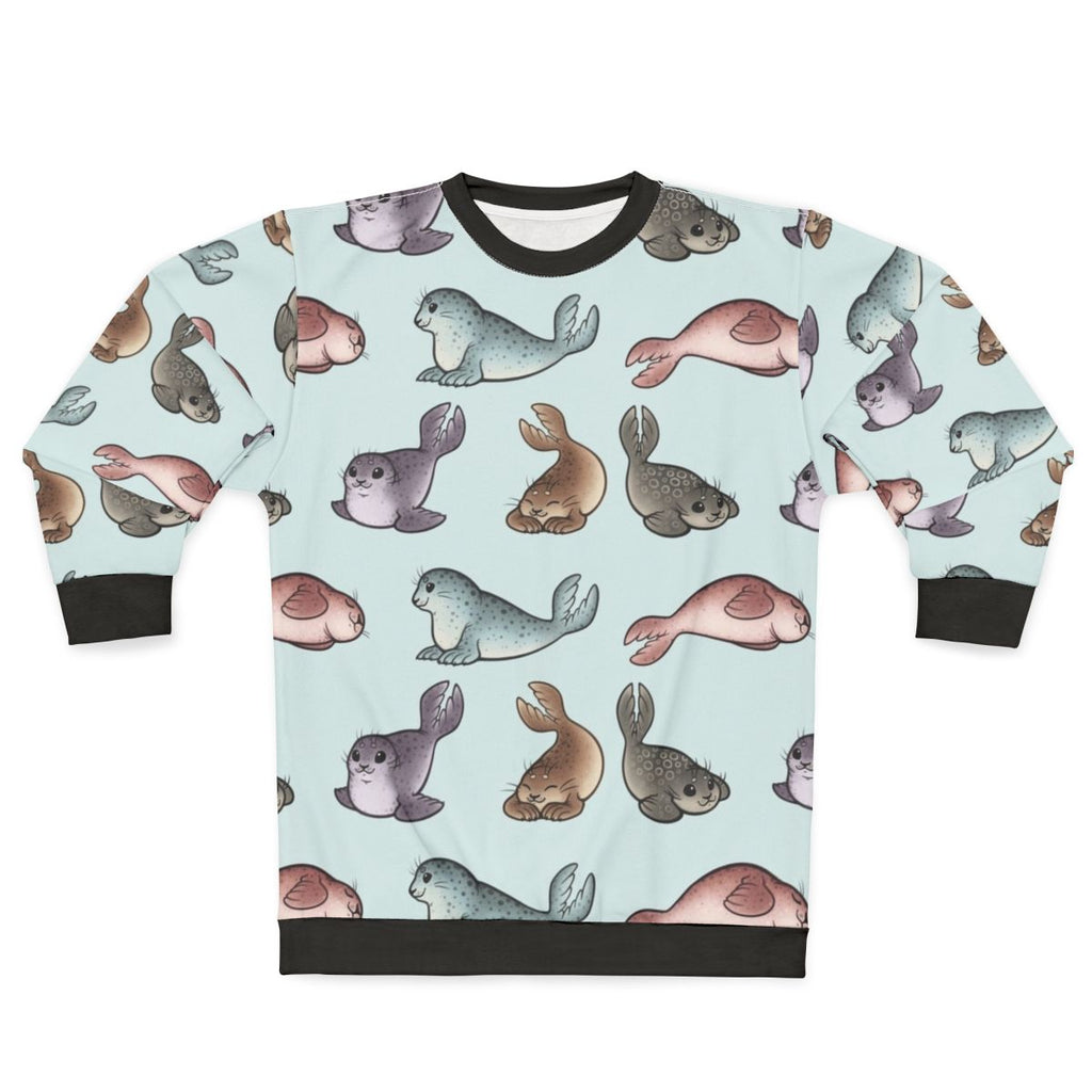 Sweatshirt with cute harbor seal and spotted seal graphic design