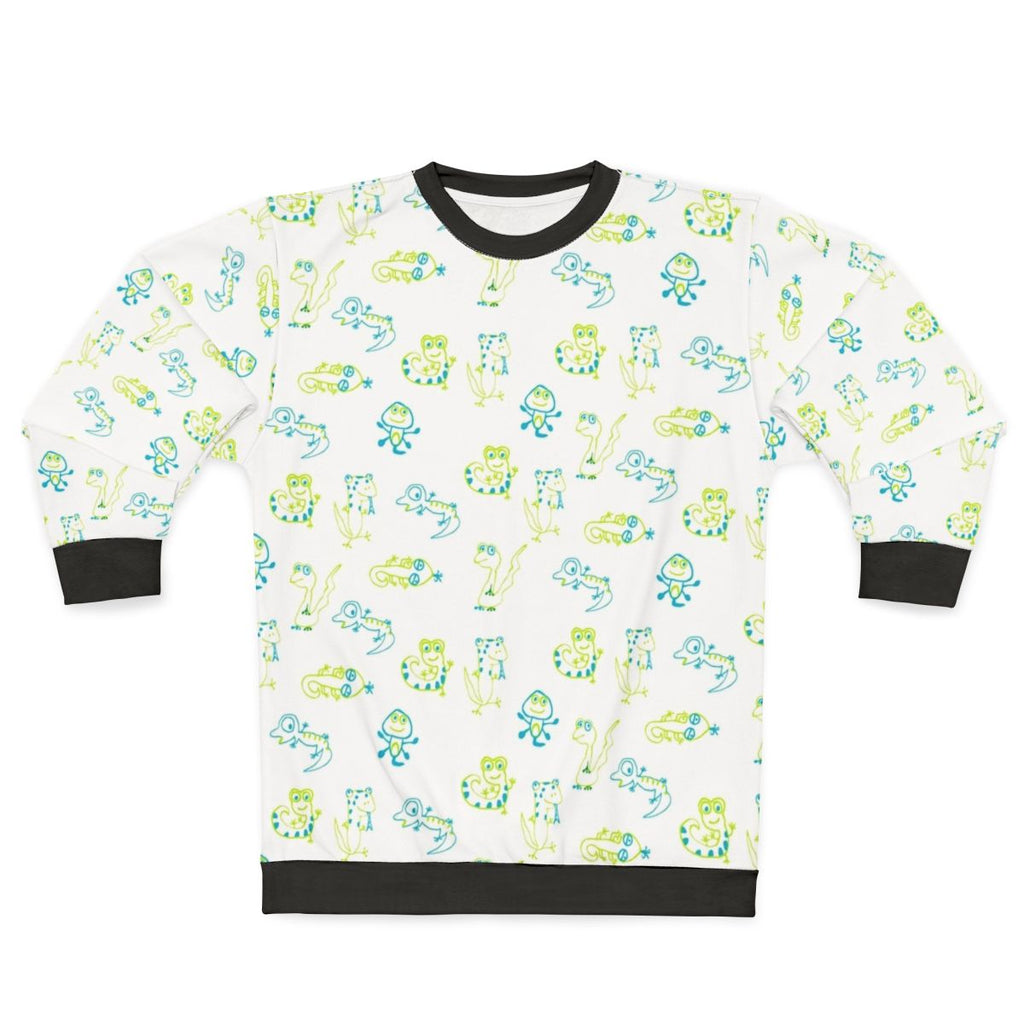 Lizard print sweatshirt with vibrant reptile pattern