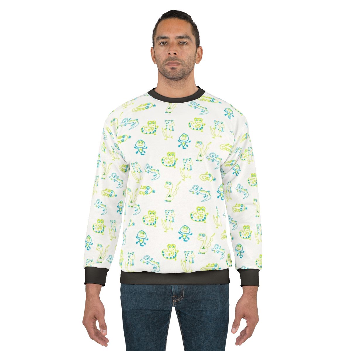 Lizard print sweatshirt with vibrant reptile pattern