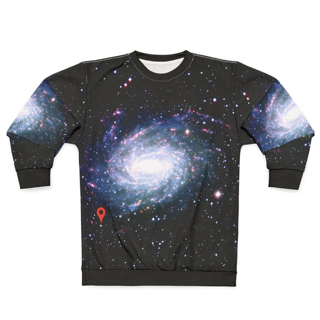 Cosmic Location Sweatshirt featuring a galaxy design