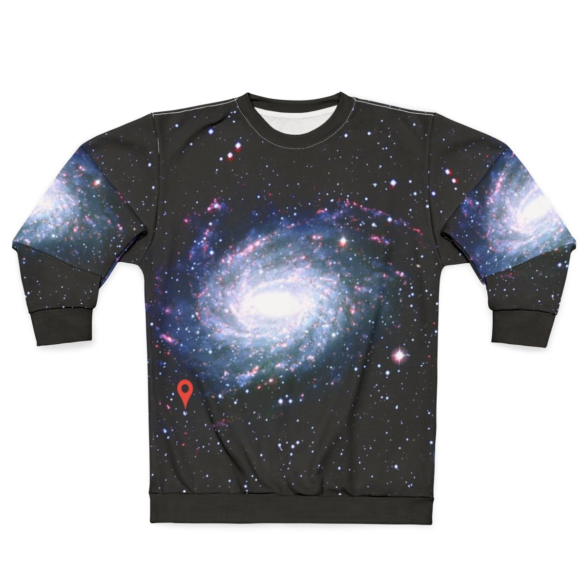 Cosmic Location Sweatshirt featuring a galaxy design
