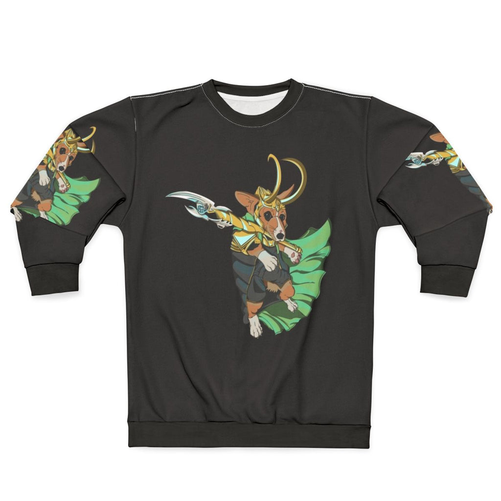Loki Corgi of Asgard design on a sweatshirt