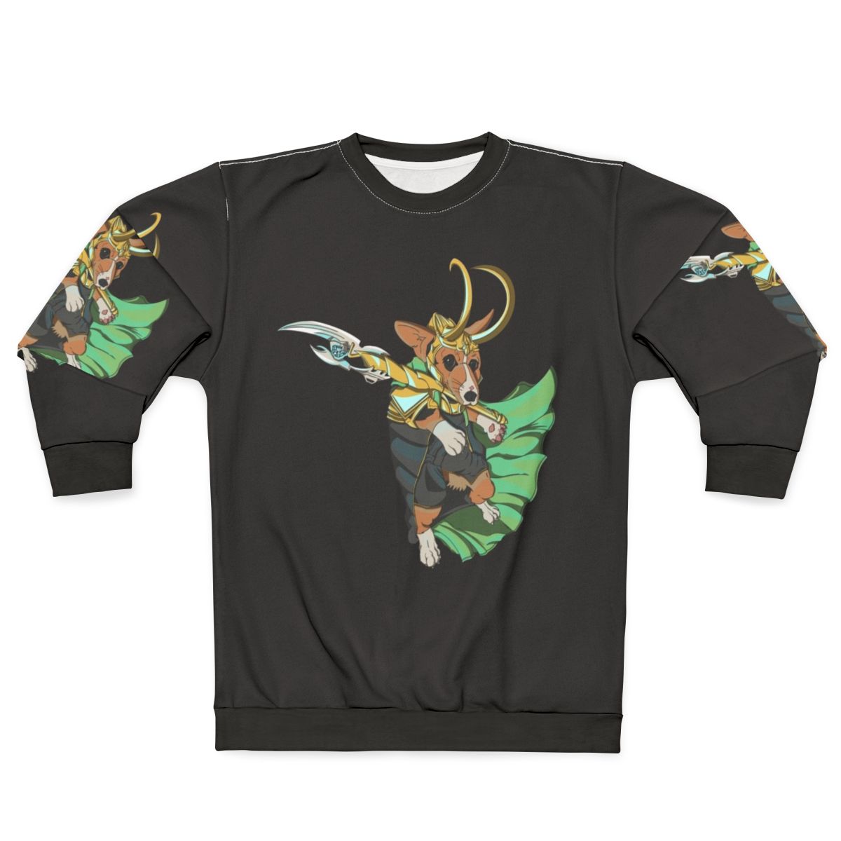 Loki Corgi of Asgard design on a sweatshirt