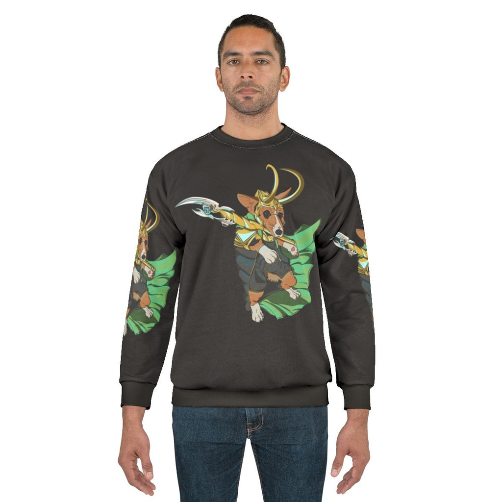 Loki Corgi of Asgard design on a sweatshirt