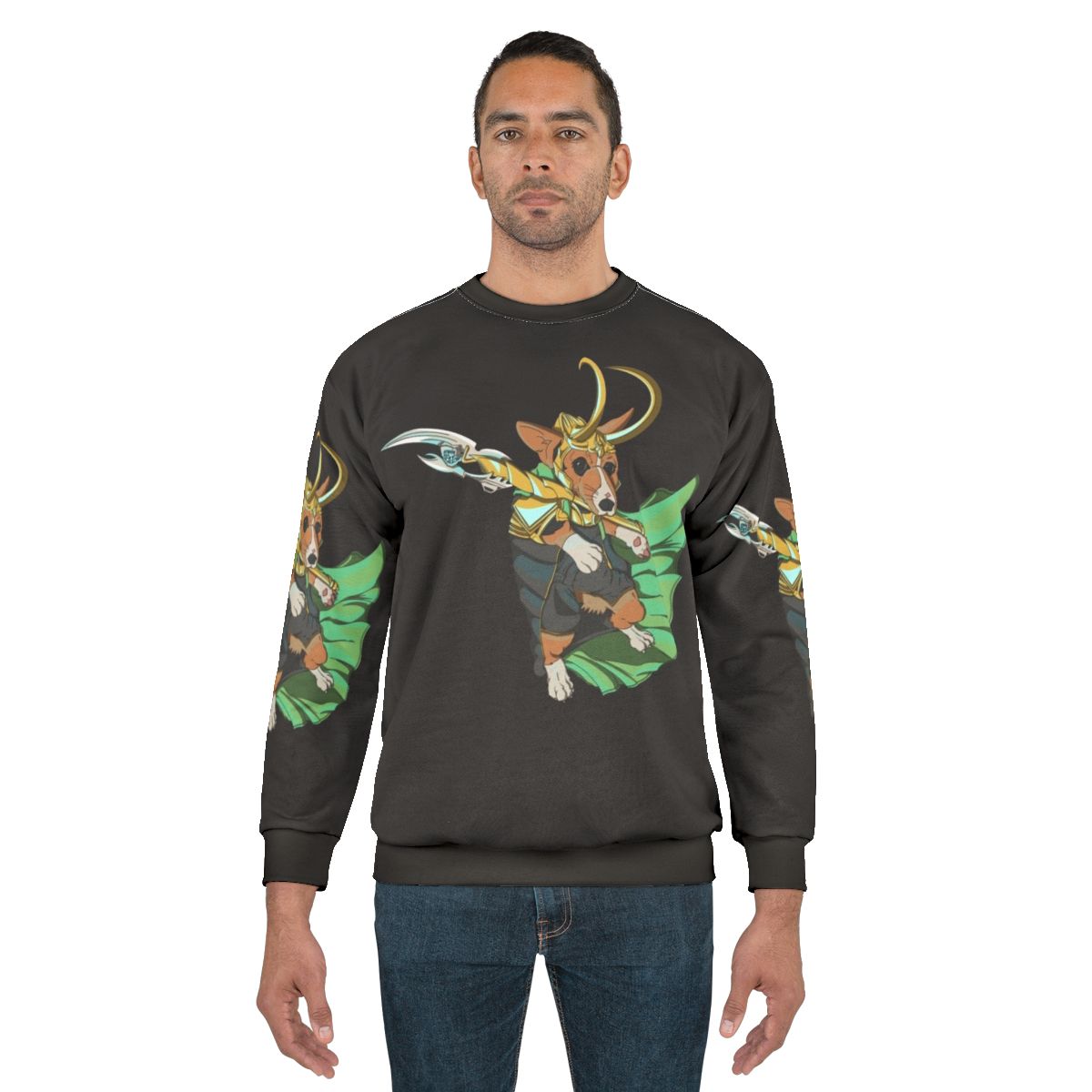 Loki Corgi of Asgard design on a sweatshirt