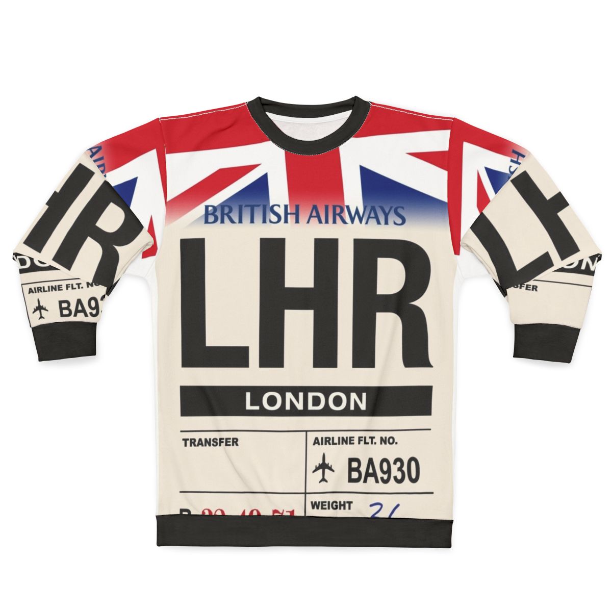 London Heathrow Airline Luggage Tag Travel Sweatshirt