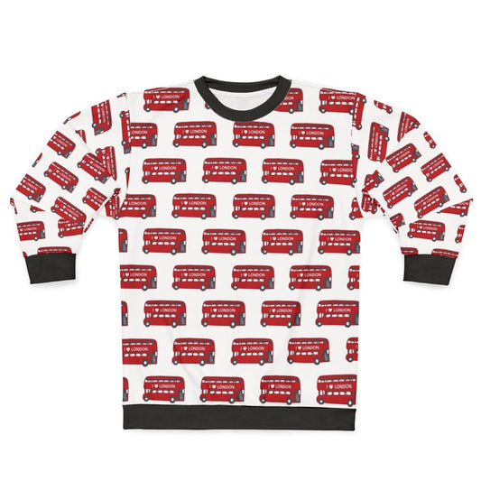 London Red Double Decker Bus Pattern Sweatshirt
