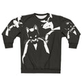 Lone Digger Electro Swing Sweatshirt featuring monochrome cat, dog, and robot graphics