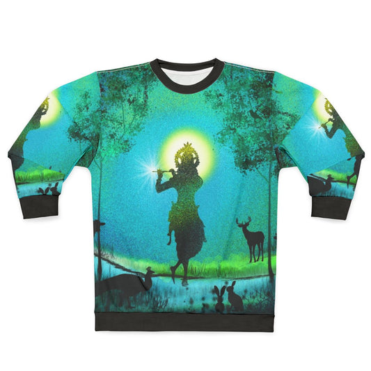 Lord Krishna Devotional Digital Painting Sweatshirt
