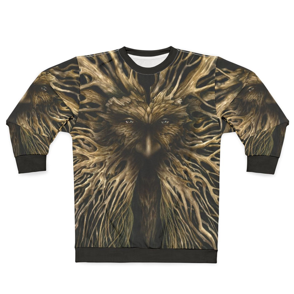 Lord of the Greenwood nature themed sweatshirt with leaf pattern design