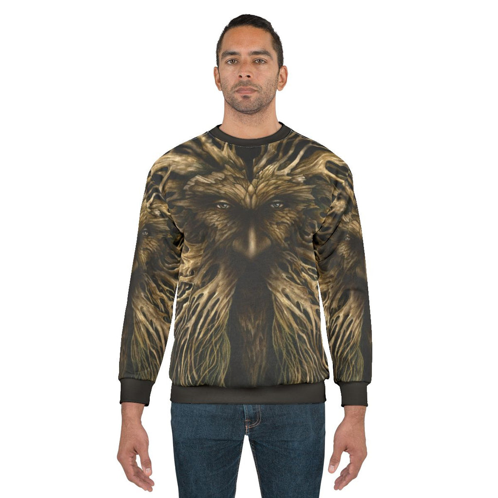 Lord of the Greenwood nature themed sweatshirt with leaf pattern design