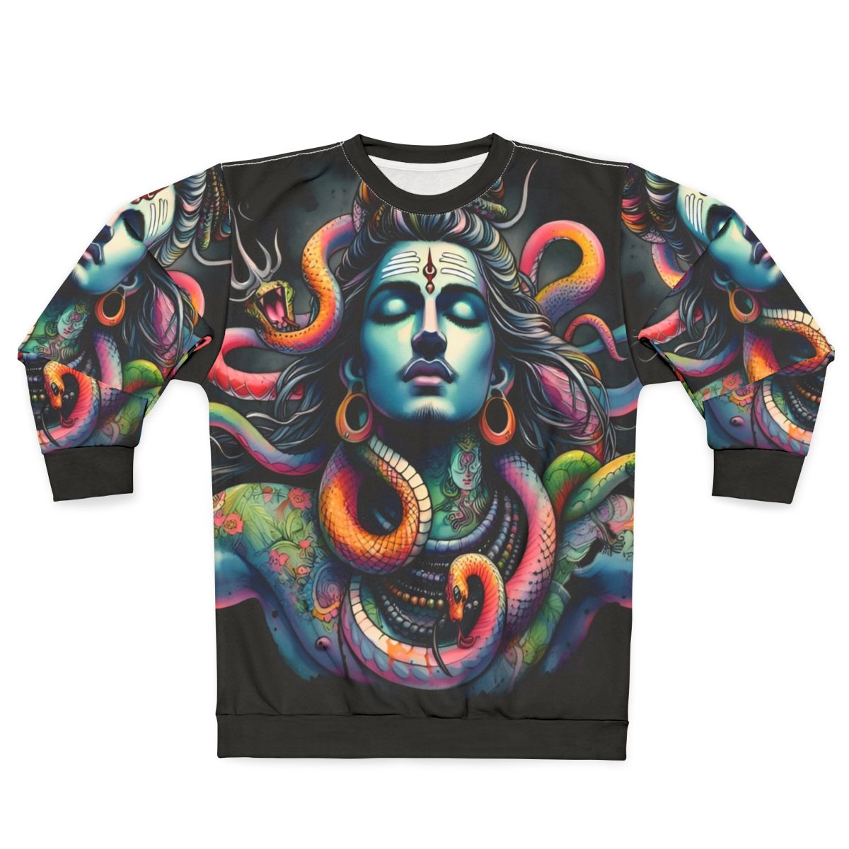 Lord Shiva with Snakes Sweatshirt - Hindu Deity Art