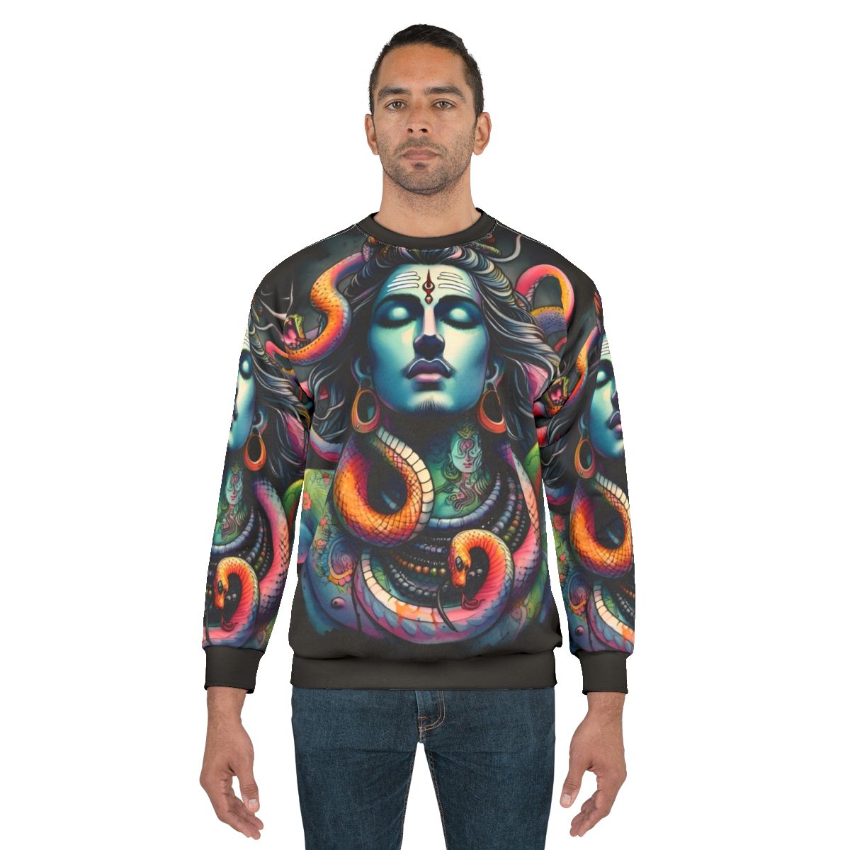 Lord Shiva with Snakes Sweatshirt - Hindu Deity Art