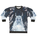 Celestial watercolor 'lost spirit' sweatshirt with fawn, deer, and starry night design