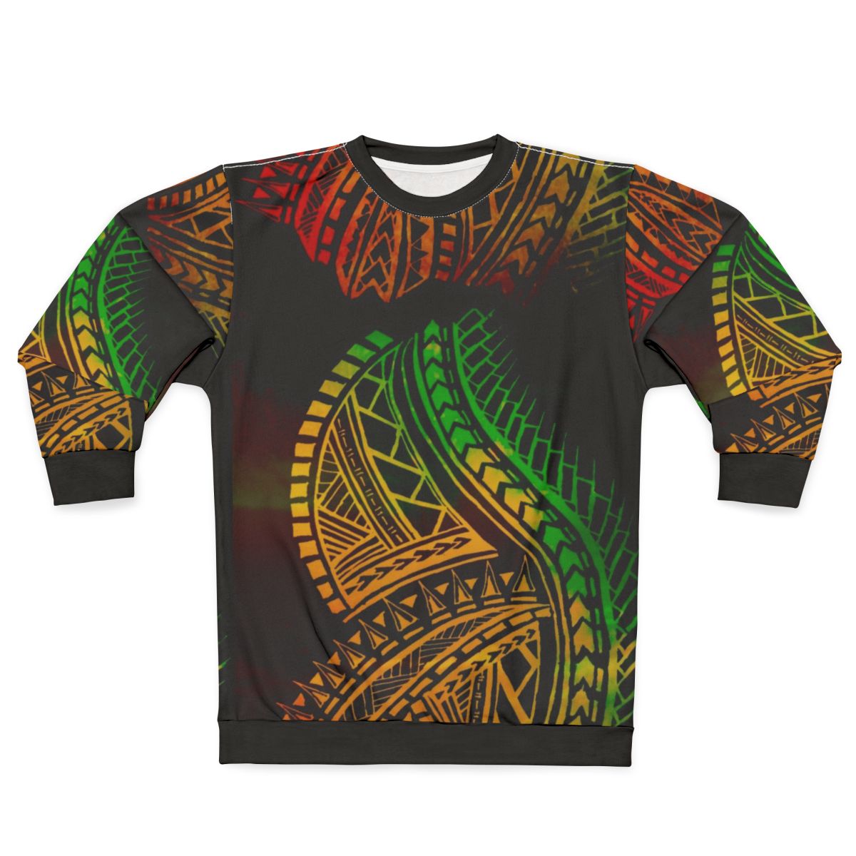 Polynesian tribal design on a cozy sweatshirt for island festivals, family reunions, and more