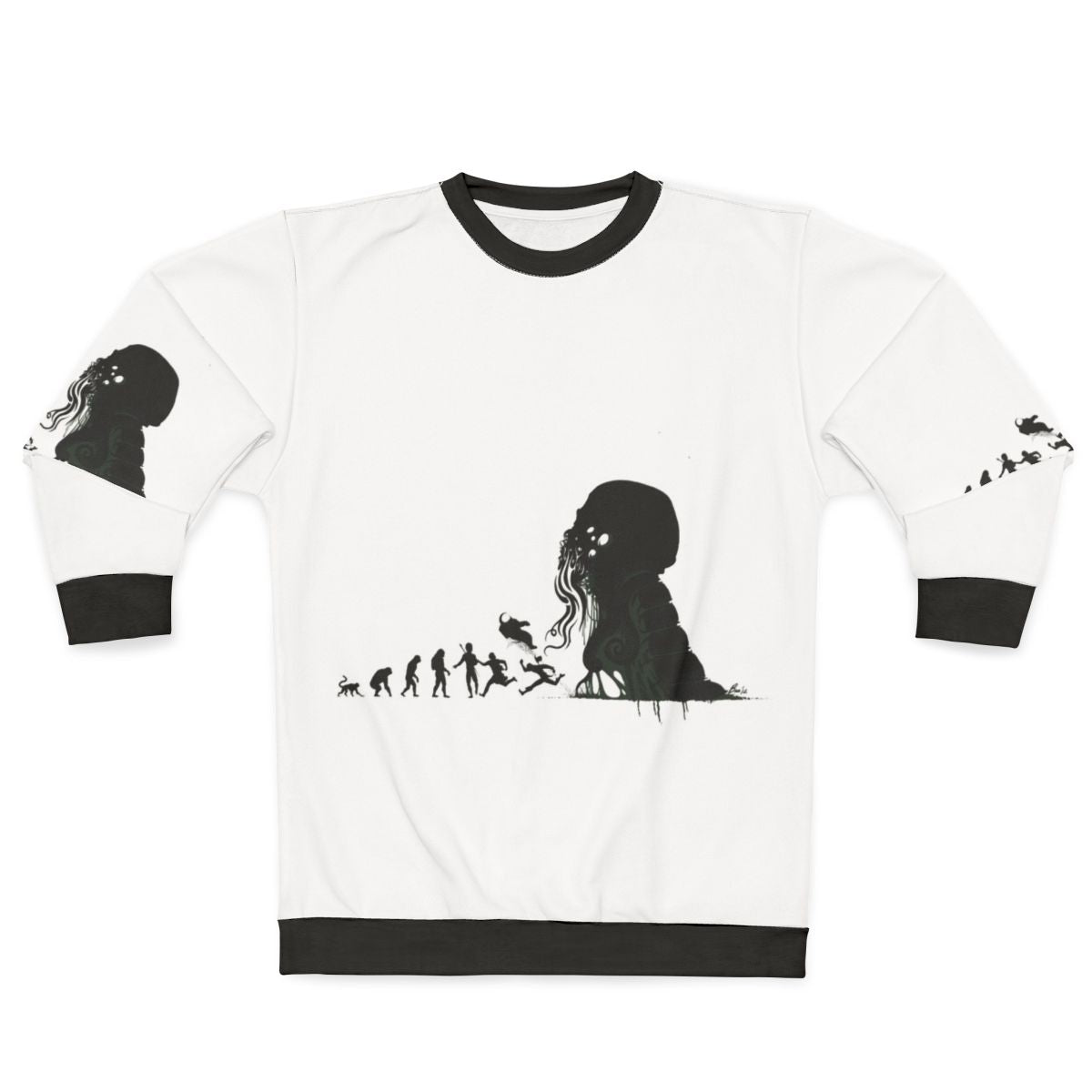Lovecraftian evolution silhouette design on sweatshirt