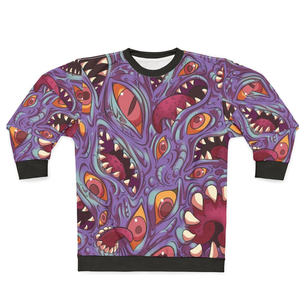 Lovecraftian horror sweatshirt with eldritch creature design