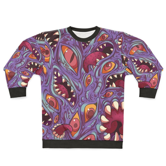 Lovecraftian horror sweatshirt with eldritch creature design