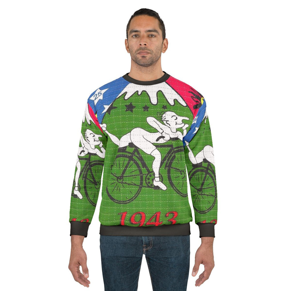 Vintage LSD Bicycle Day sweatshirt with retro psychedelic design