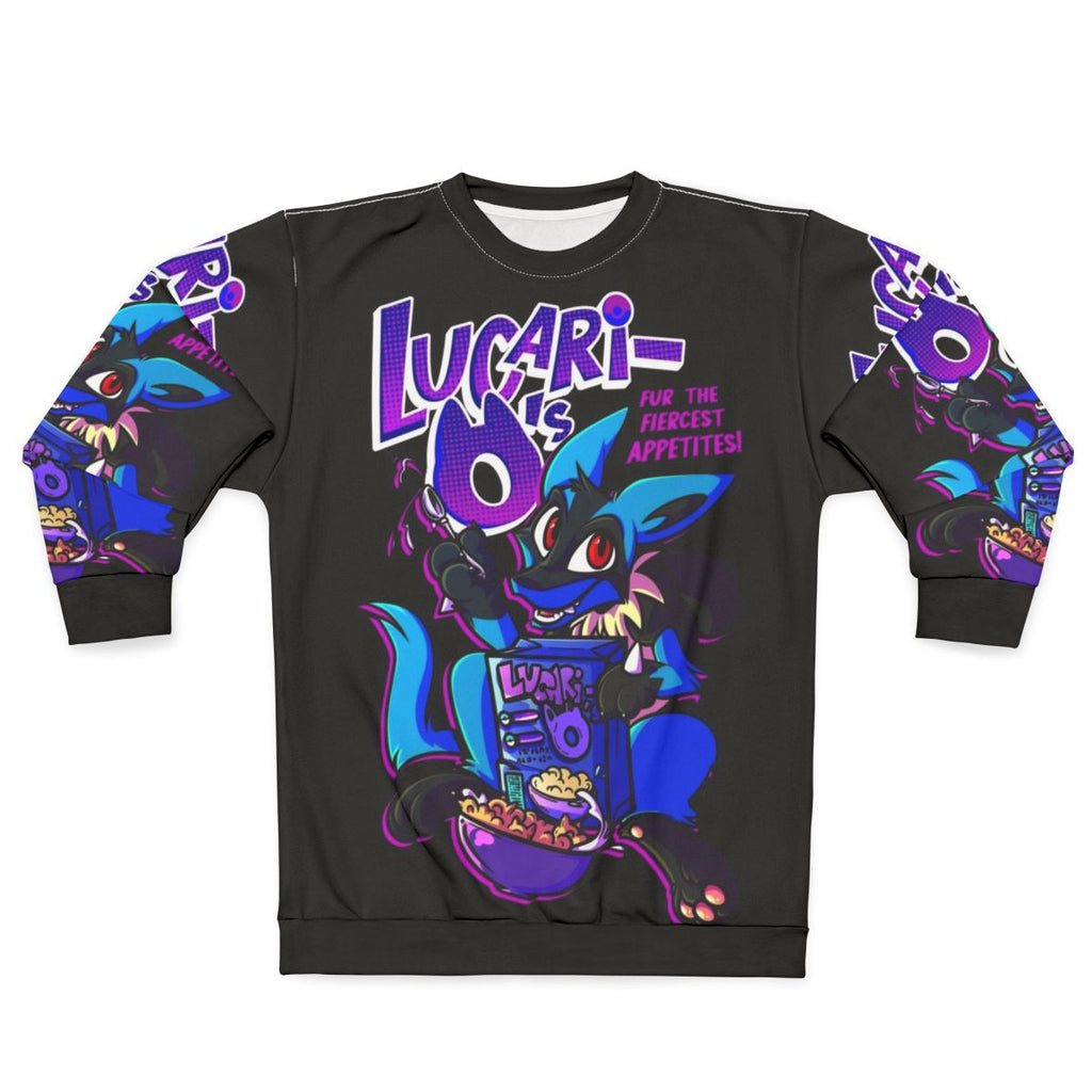 Lucario sweatshirt with furry, vaporwave, and cartoon design