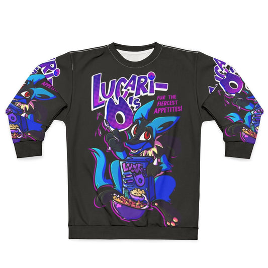 Lucario sweatshirt with furry, vaporwave, and cartoon design