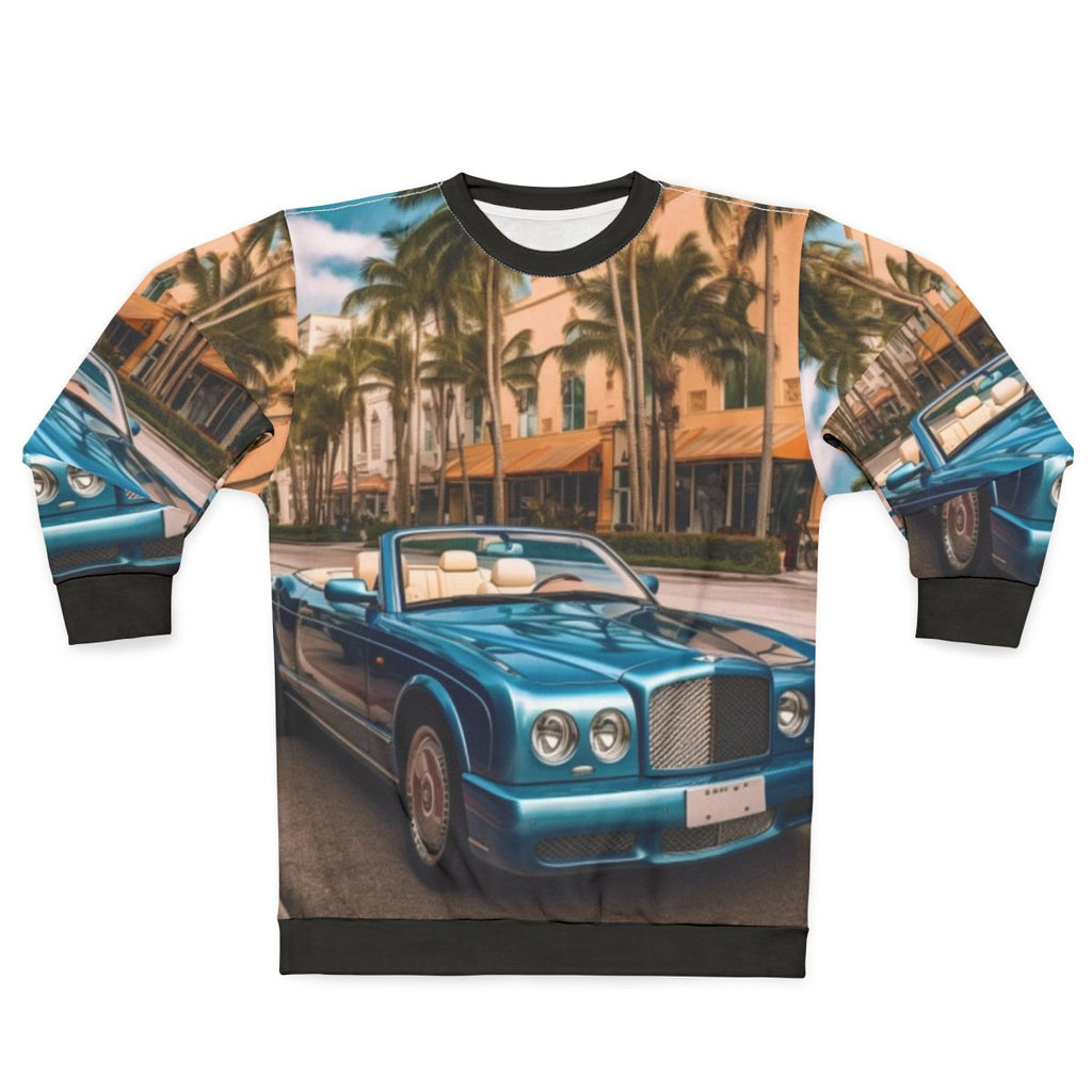 Luxurious Bentley Azure Convertible Sweatshirt with palm trees in the background